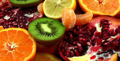 Close-Up View of Colorful, Fresh Cut Fruit