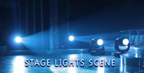 Abstract Lights and Stage with Blue Lighting