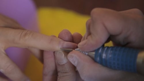 Electric File Shapes Acrylic Fingernail Close Up