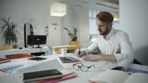 Handsome Businessman Working At The Office