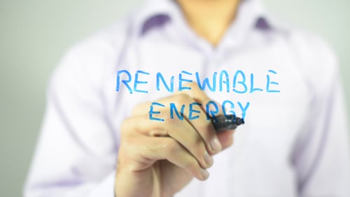 Writing Renewable Energy Concept on Clear Surface