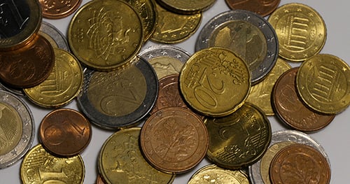 Extreme Close Up of Euro Coins