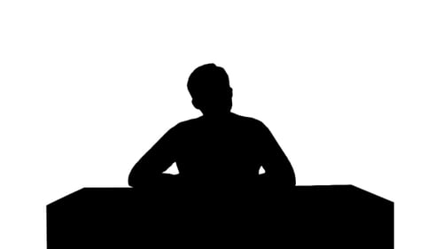 Silhouette Students With Book Listening During a