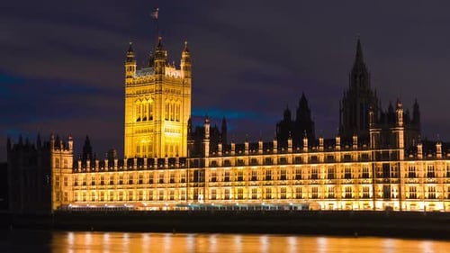 Time-lapse of Victoria Tower at Westminster Palace in London.