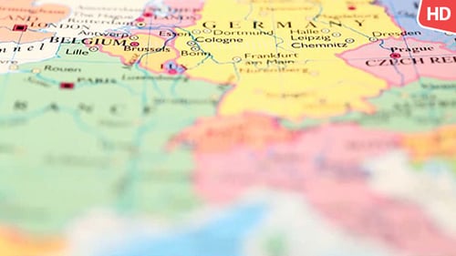 Close-up View of Europe on Colorful Map