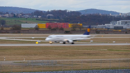 Aircraft Taxiing On The Runway