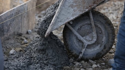 Worker Pouring Concrete From Truck