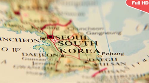Close Up of South Korea on Political Map