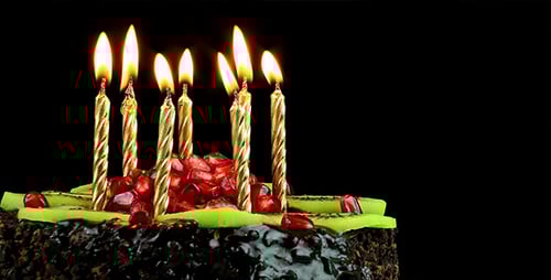 Delicious Chocolate Birthday Cake with Burning Candles