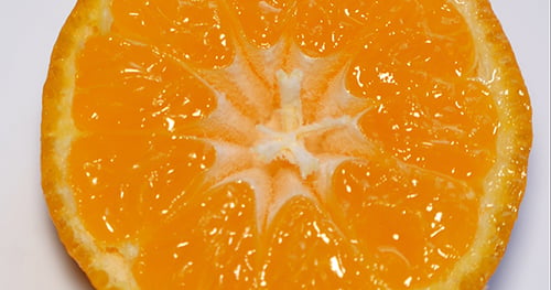 Macro Close Up of Fresh Orange Half