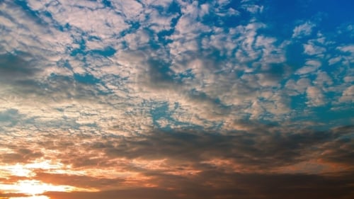 Very Beautiful Sunset With Fast Running Clouds