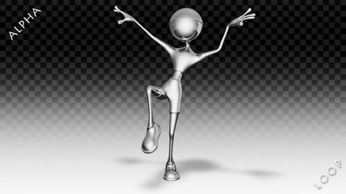 3D Silver Man - Karikatur-Kung-Fu-Tanz