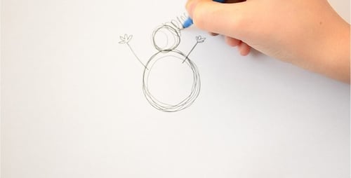 Drawing a Snowman with Happy New Year Greeting