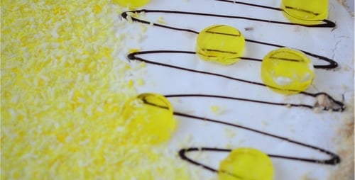 Festive Decorated Birthday Cake Close Up