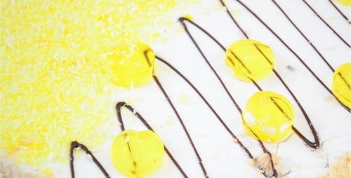 Bright Yellow Birthday Cake Close Up