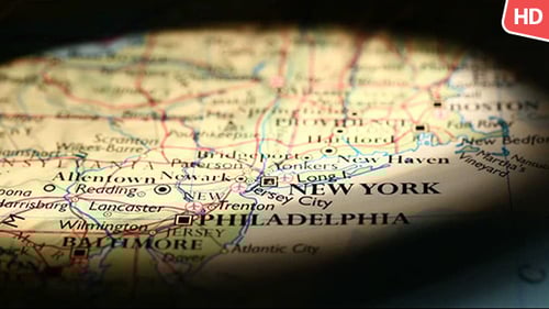 Northeastern United States Map Under Magnifying Glass