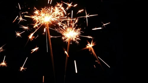 Sparkling Gold Sparklers Twinkling in the Night