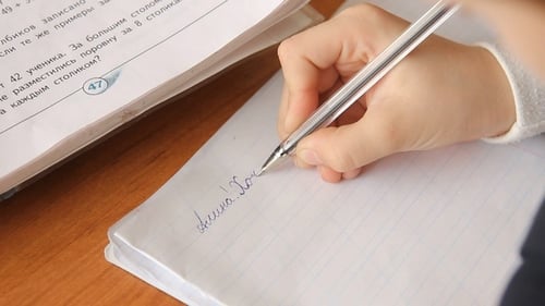 Pupil at the School Wrote on a Piece of Note Paper