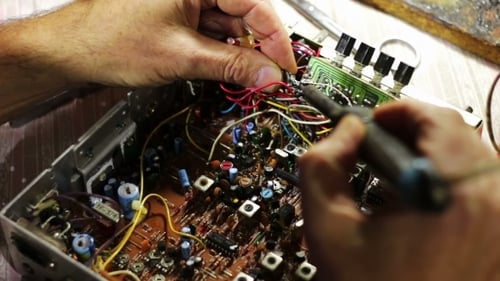 Soldering Computer Wires for Electronics Repair Close Up