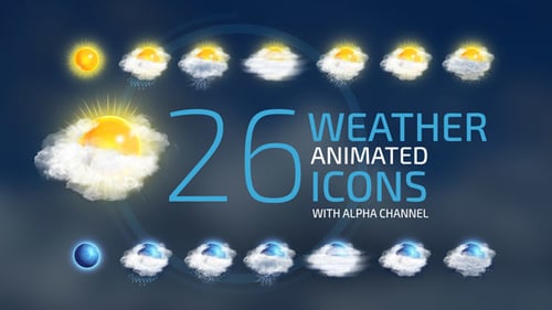 Animated Weather Icons: Sun, Moon, Clouds, and Storm Effects
