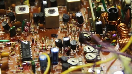 Close Up View of an Electronic Circuit Board