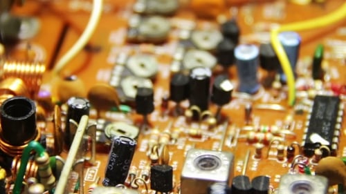 Close-Up View of an Electronic Circuit Board