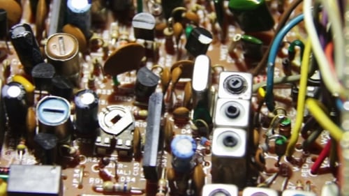 Close up of a Vintage Printed Circuit Board