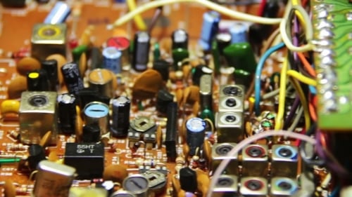 Close-Up of Complex Electronic Circuit Board