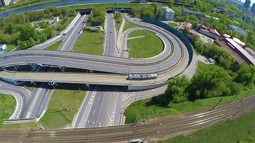 Aerial View Of A Freeway Intersection