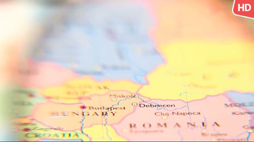 Eastern Europe on Map with Blurred Effect