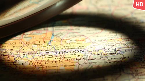 Map of London England Under Magnifying Glass