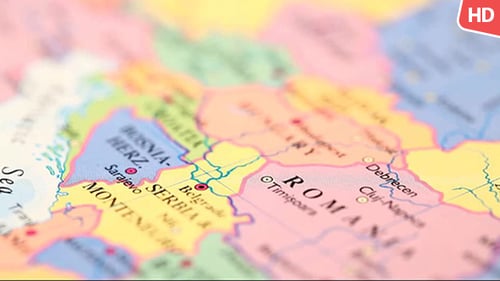 Close Up of Colorful European Political Map