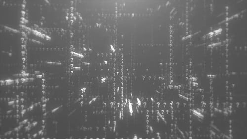 Animated Question Marks Digital Data Stream Background