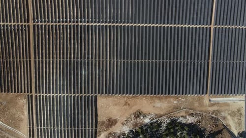 Aerial View of Solar Panel Farm Landscape