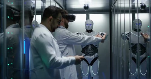 Engineers Testing on Robot Controls