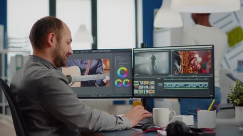 Video Maker Editing Movie Using Post Production Software