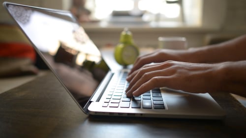 Working on Laptop, Typing