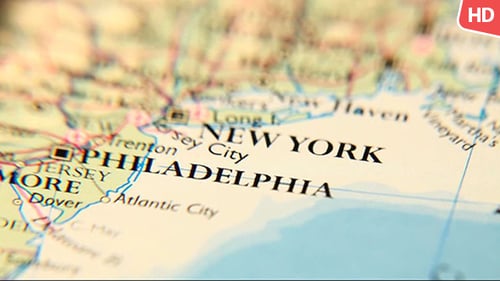 Close Up Vintage Political Map of New York