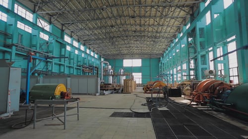 Spacious Factory Interior with Industrial Equipment