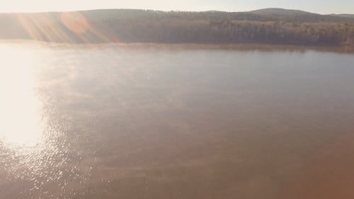 Aerial Morning Lake Reveal