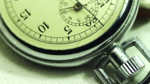 Mechanical Stopwatch Ticking in Detailed Close Up