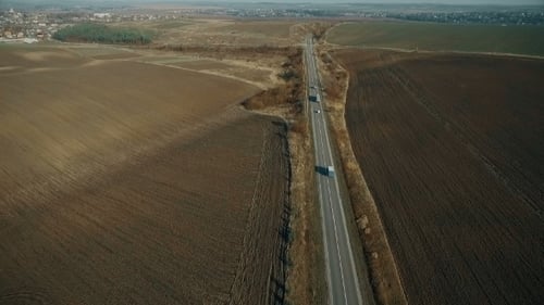 Aerial View Of Beautiful Wheat Field And Road