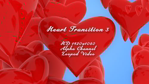 Glossy Red Hearts Animation Transition