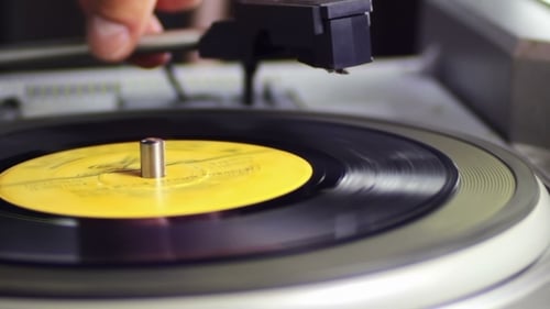 Record Player Spinning an Album