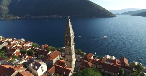 Aerial View Of St. Nicholas Church In Perast