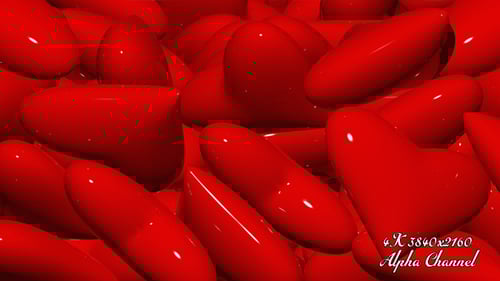 Glossy Red Hearts Filling Screen Transition