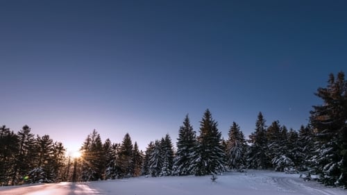 Sunrise In Winter Mountain