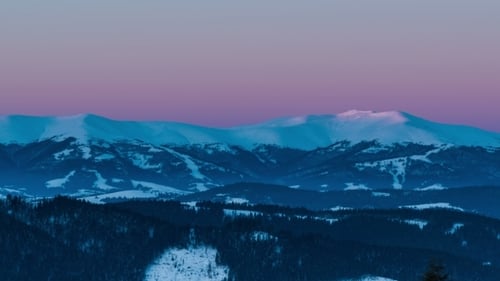 Sunrise In Winter Mountain