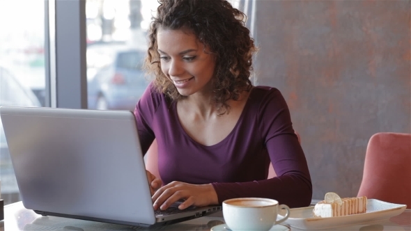 Morning Coffee In Internet Cafe