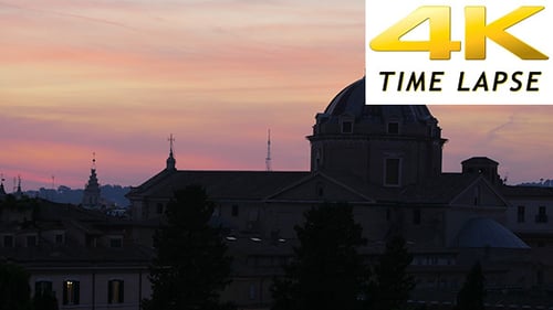 Silhouette Dome, Sunset in Rome, Italy